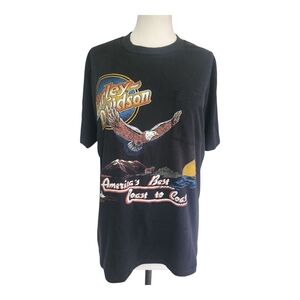 VTG 80S Harley-Davidson Made in USA Graphic T-Shirt Size XL Eagle Coast to Coast